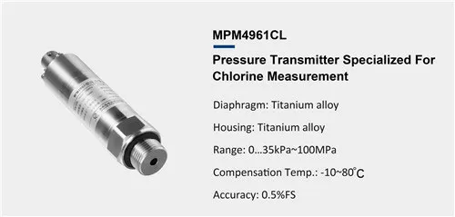 pressure transmitter for chlorine pressure measurement mpm4961cl