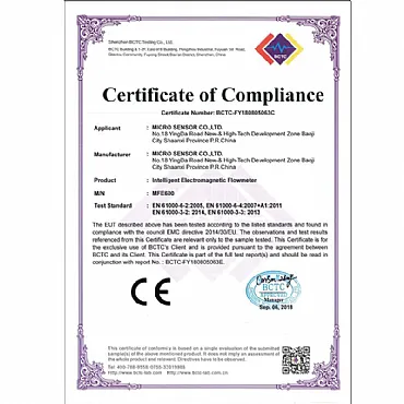 MFE600 Electromagnetic Flow Meter Approved CE Certification